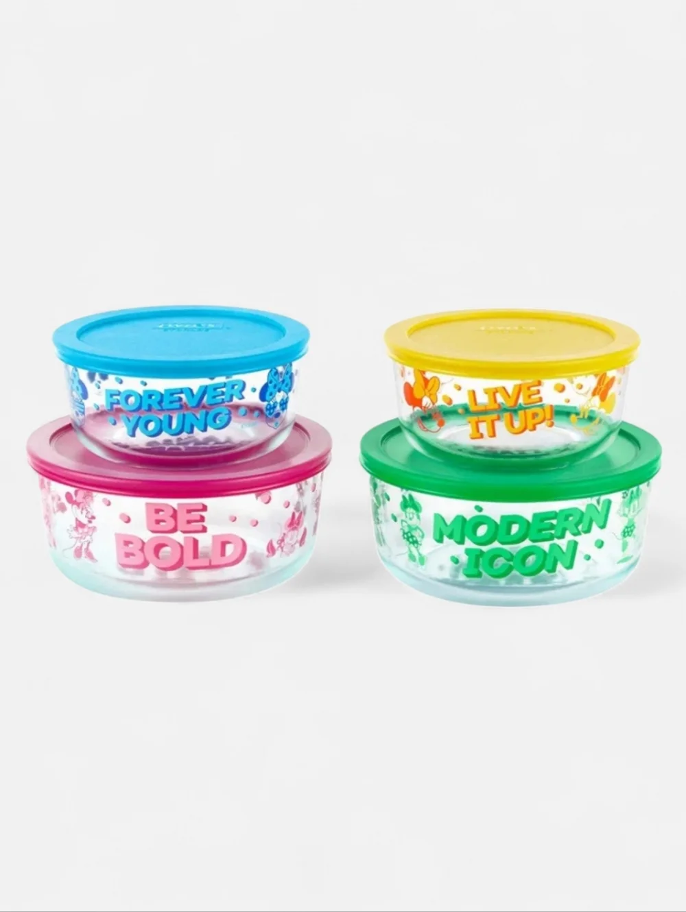 Disney Pyrex Minnie Mouse Decorated Food Storage Set 8 Piece